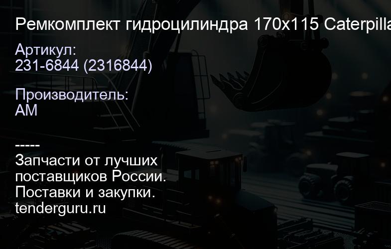 Ремкомплект гидроцилиндра 170х115 Caterpillar 231-6844 | купить запчасти